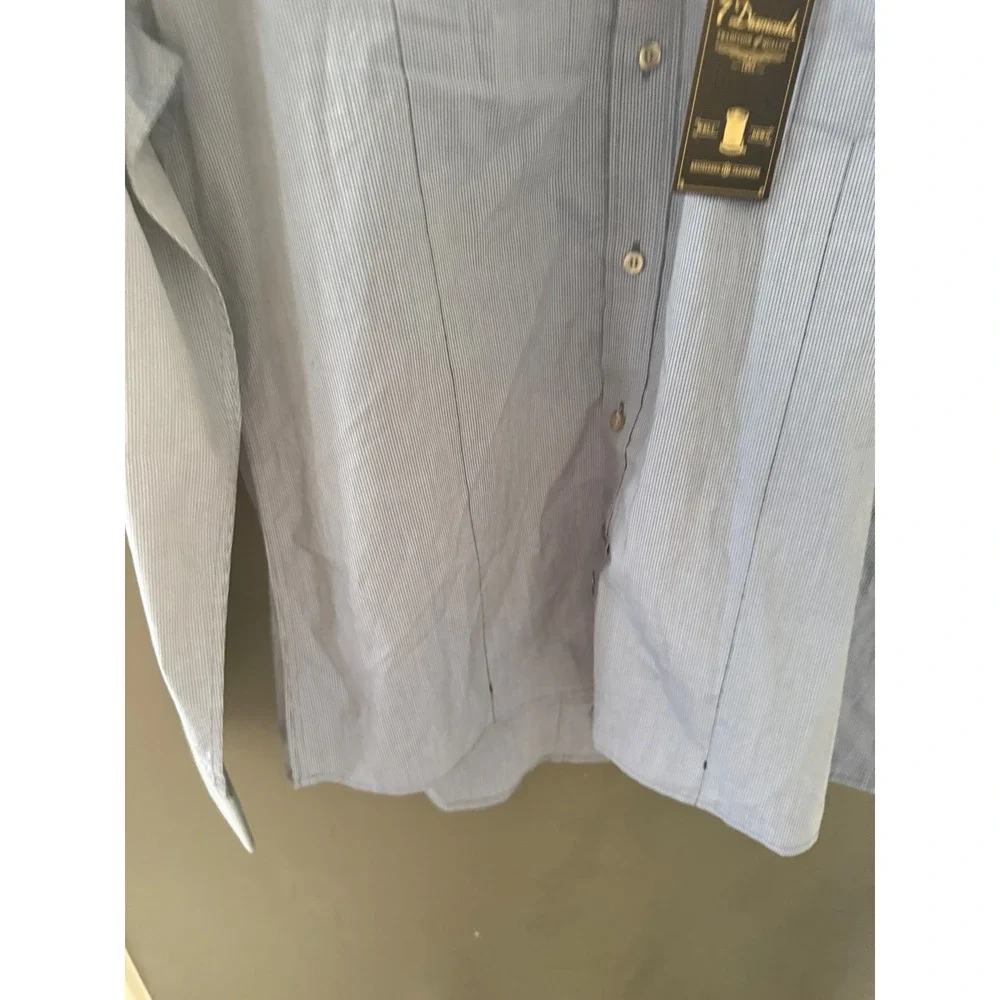 7 Diamonds Trevi Mens XL Blue Pinstripe Long Sleeve Button Down Cotton Shirt NWT